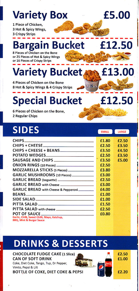 Usa deals chicken menu