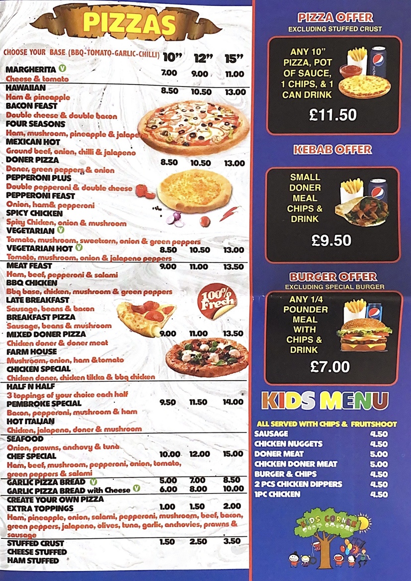 Pembroke kebabs burgers pizza Takeaway in Pembroke